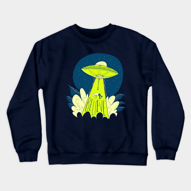 UFO Abduction I Believe Man Sleeping Crewneck Sweatshirt by Mako Design 